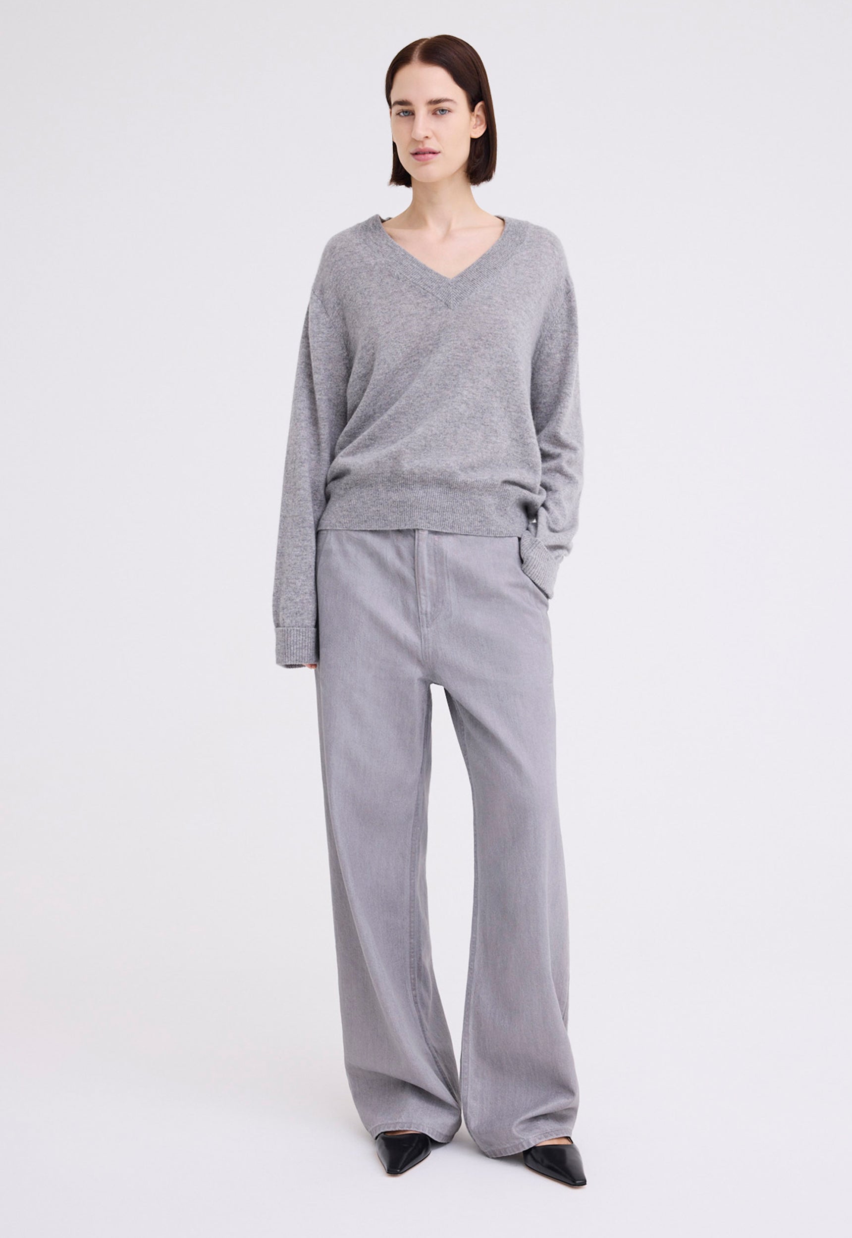 Sharpo Cashmere Sweater Mid Grey Marle