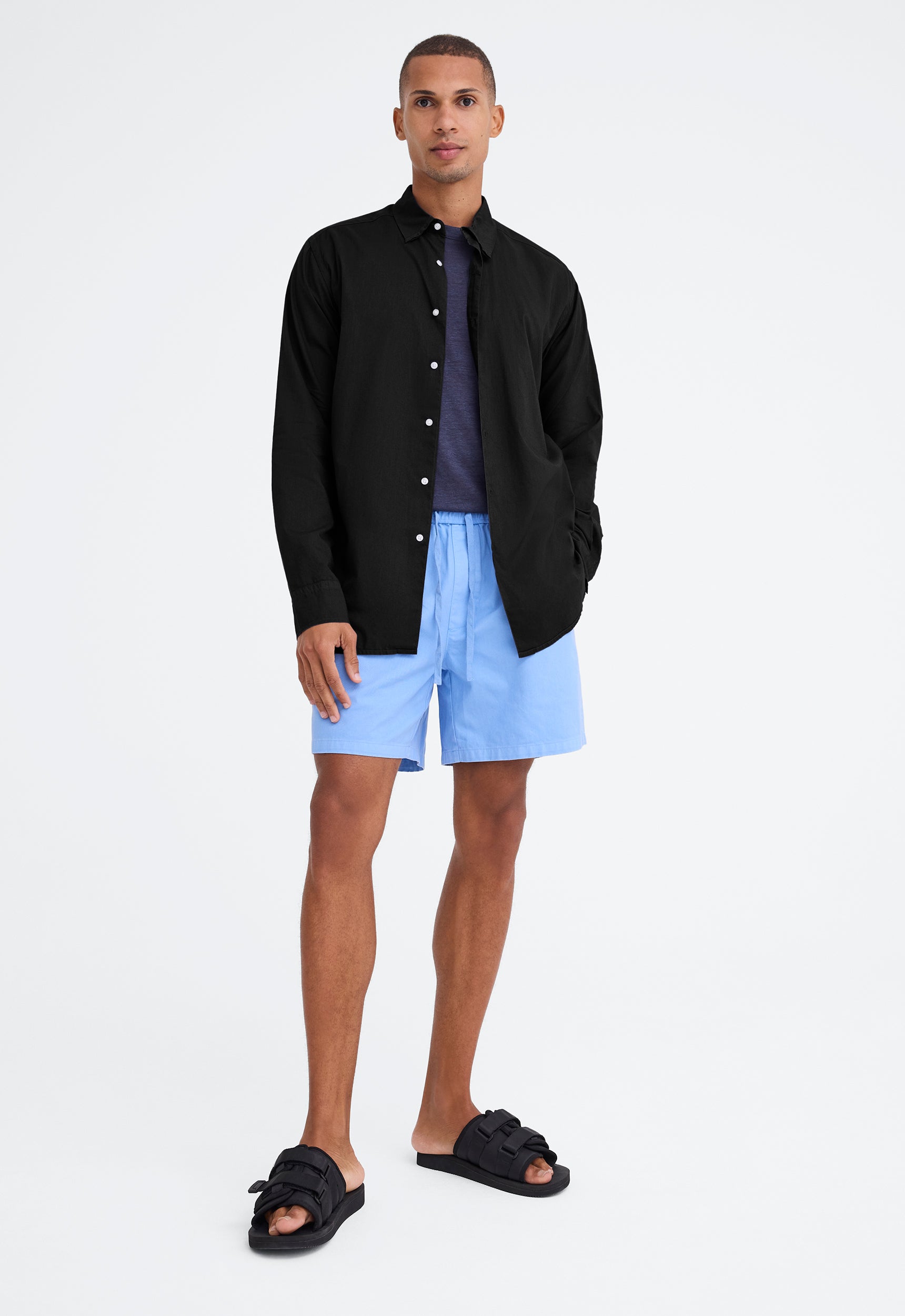 Folded Collar Cotton Shirt Black Jac Jack AU