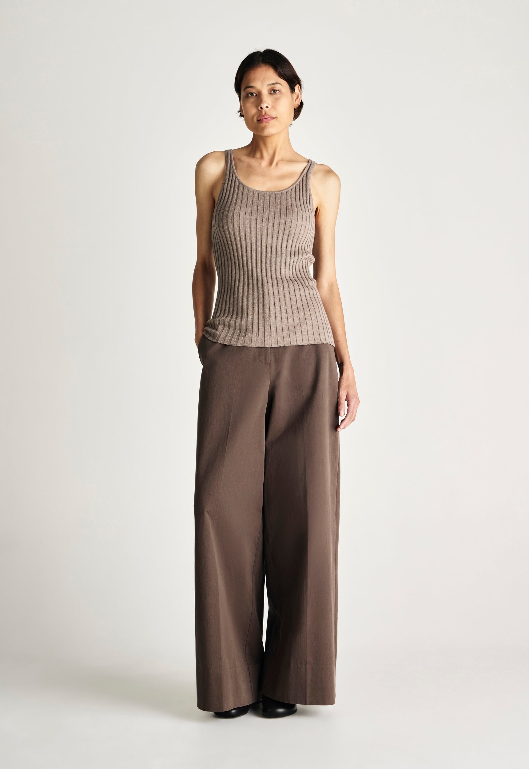 Woolf Cotton Lyocell Ribbed Tank - Pepper – Jac + Jack AU