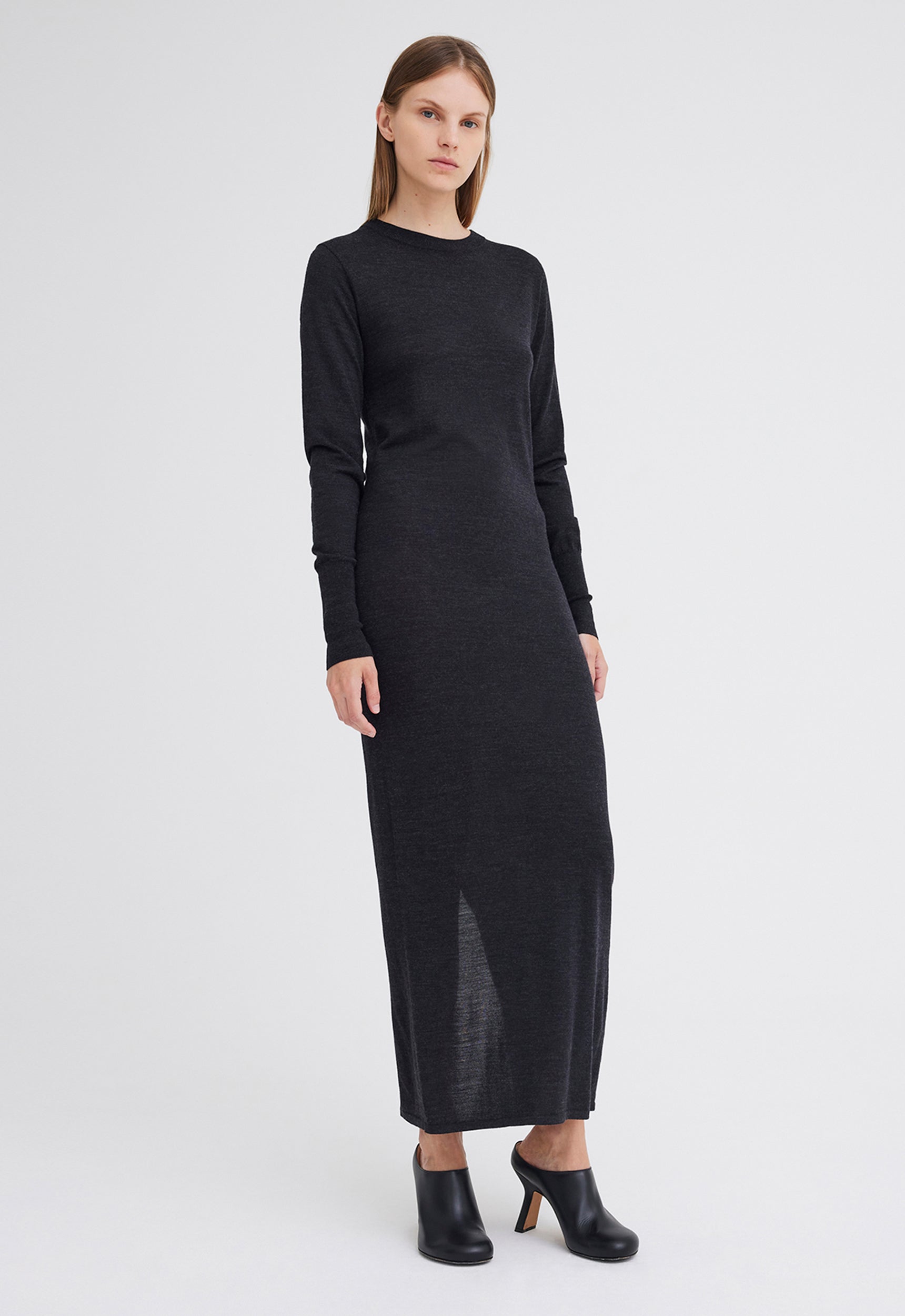 Annex Wool Midi Dress Charcoal Melange Grey Jac Jack AU