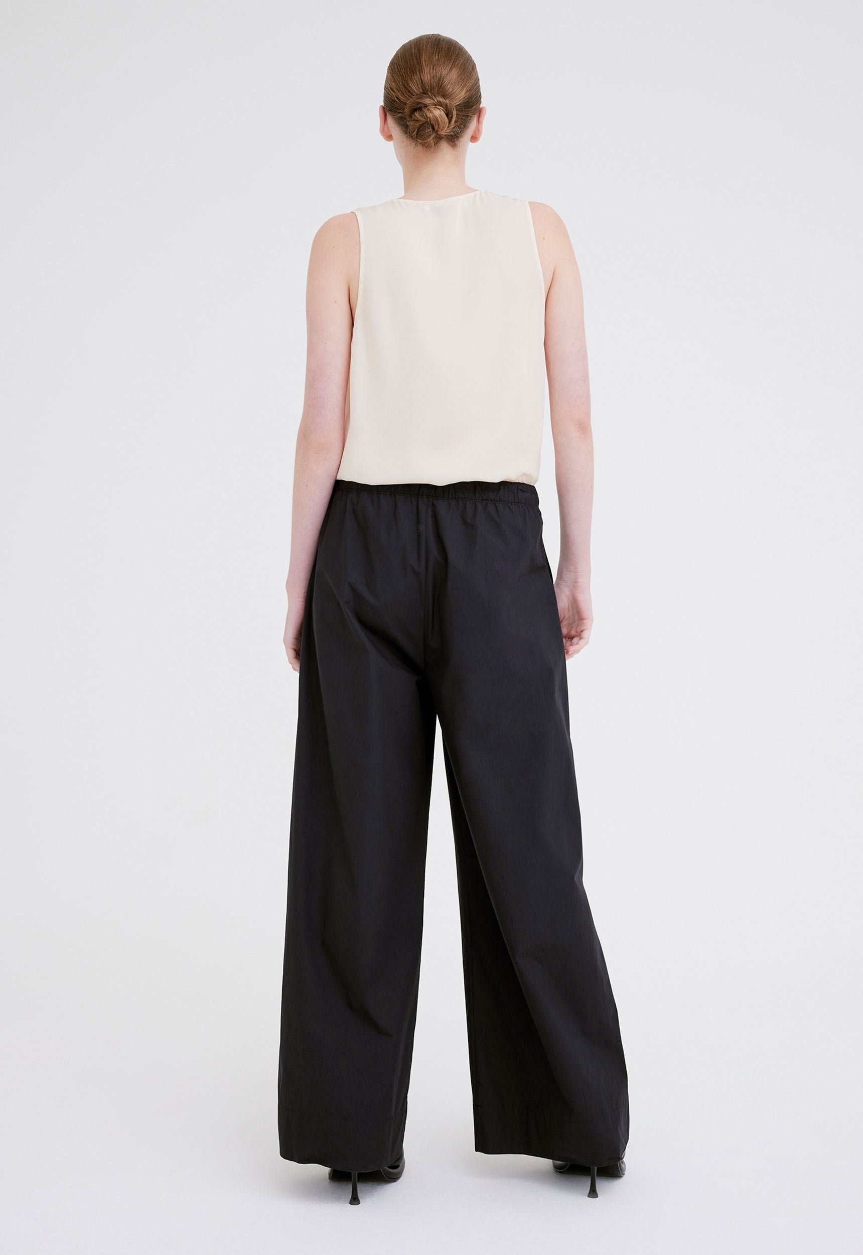 Black cotton shop wide leg trousers