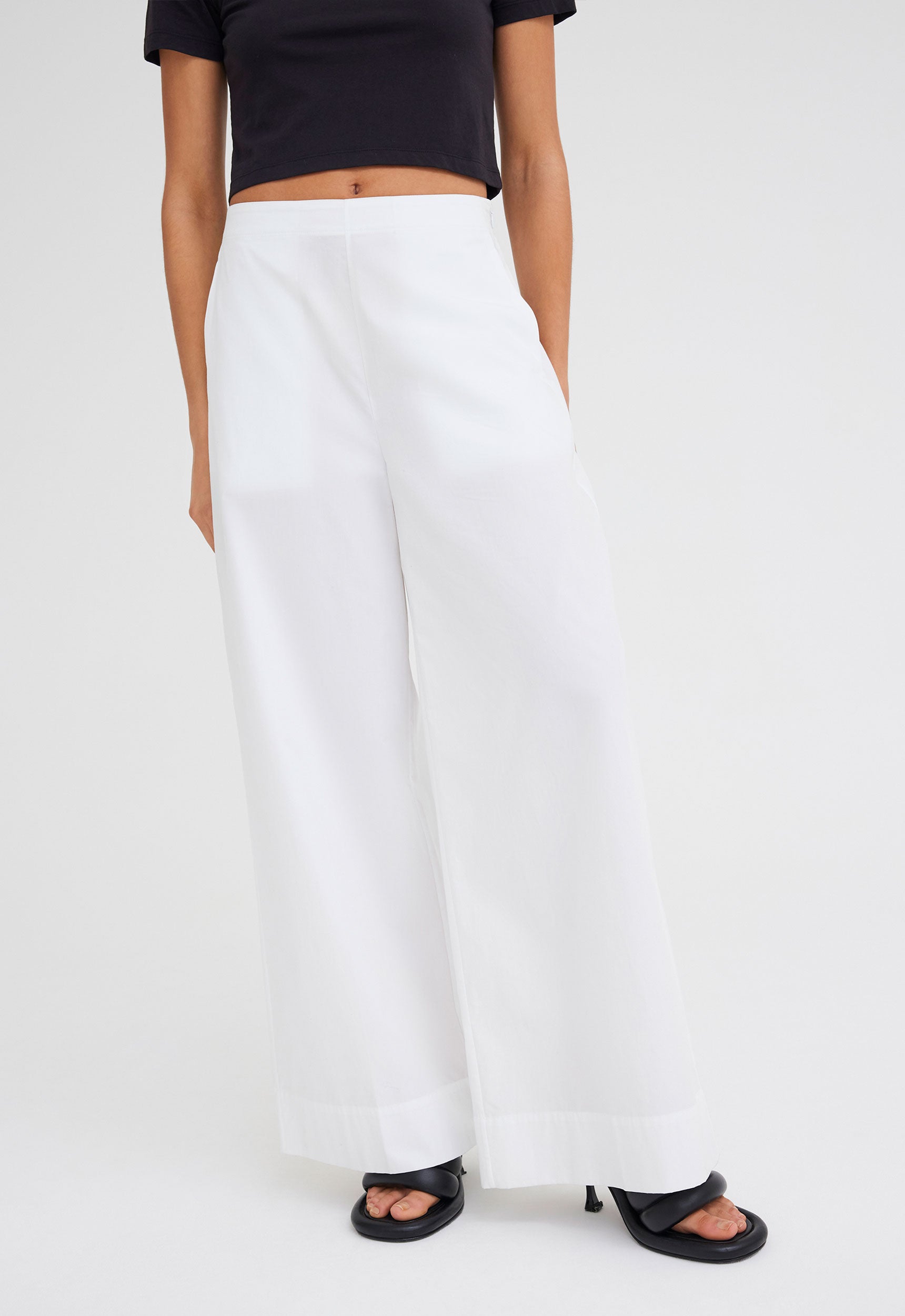 White cotton sale wide leg trousers