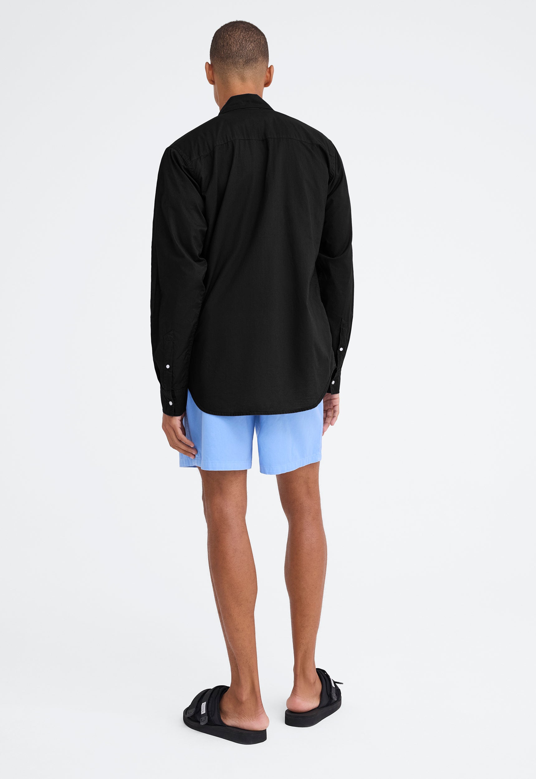 Black cotton collared shirt clearance
