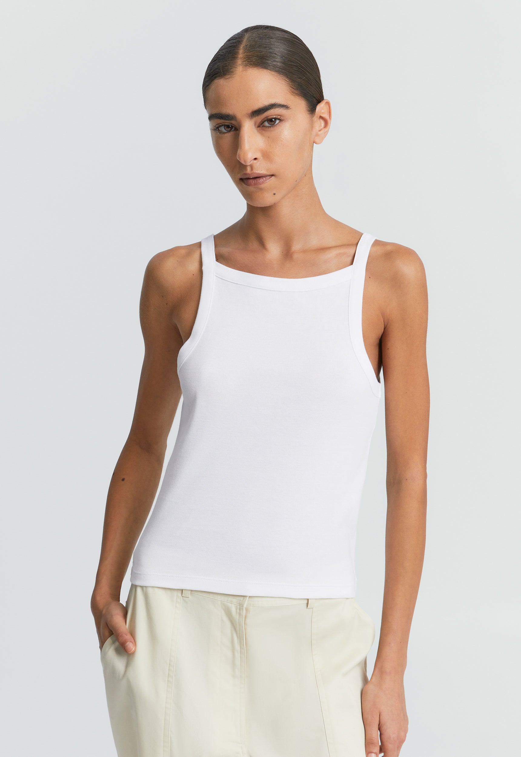 Match Ribbed Cotton Tank in White | Women's Tees – Jac + Jack AU