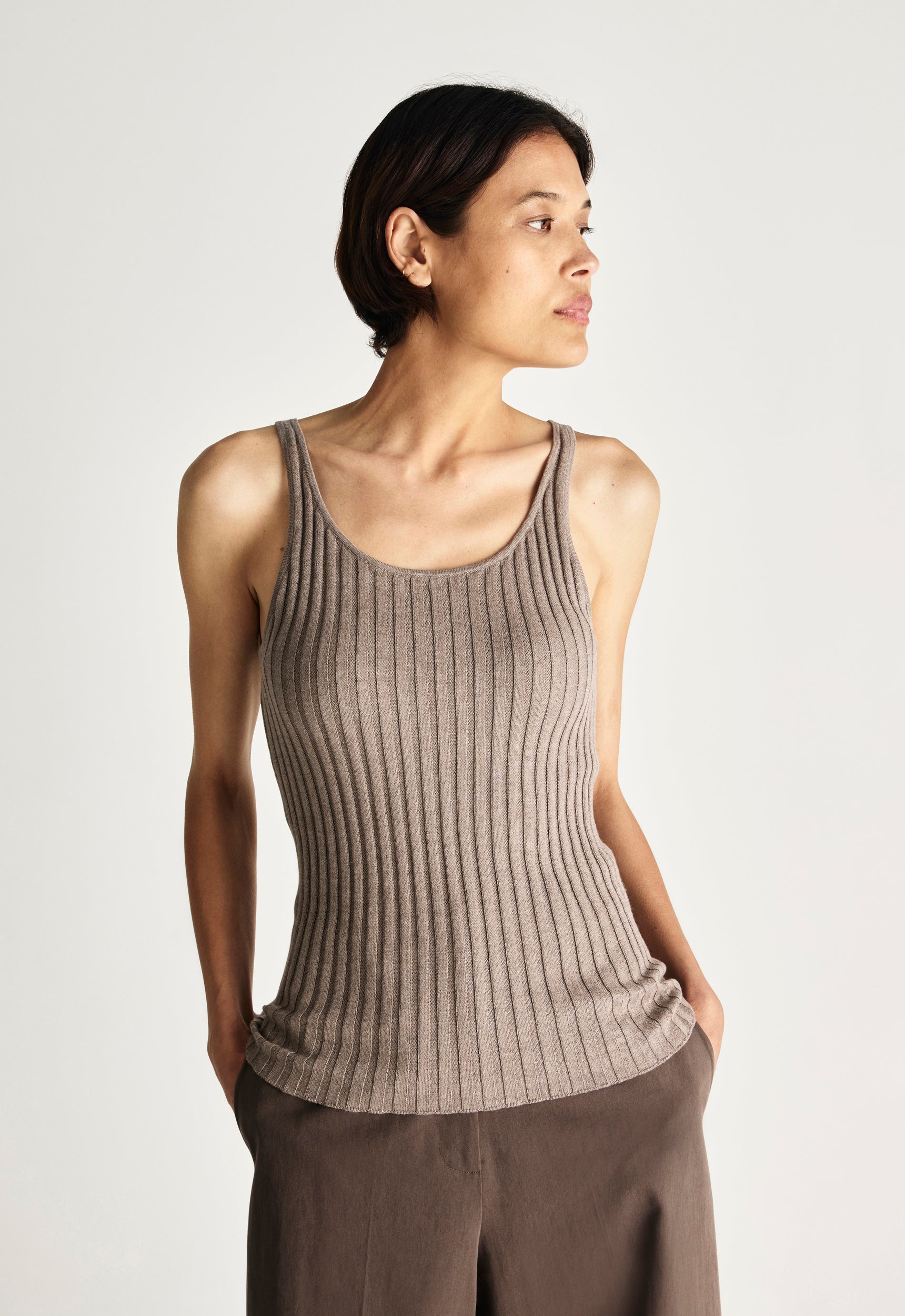 Woolf Cotton Lyocell Ribbed Tank - Pepper – Jac + Jack AU