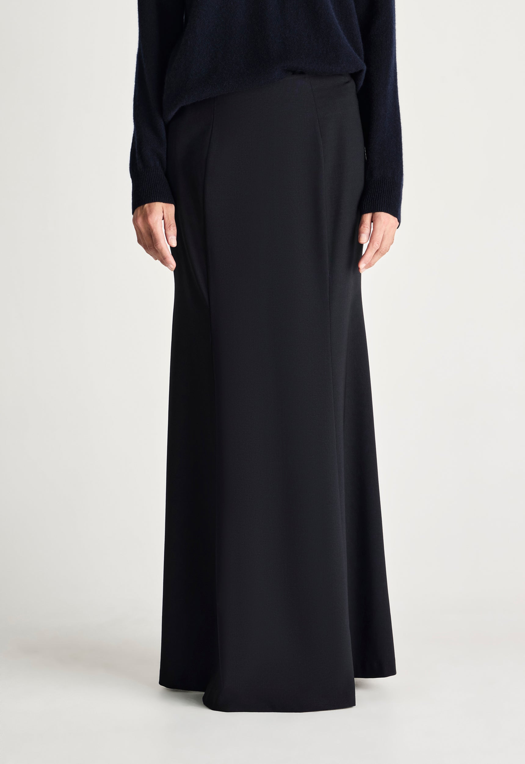 Alder Italian Wool Maxi Skirt - Darkest Navy | Women's Skirts