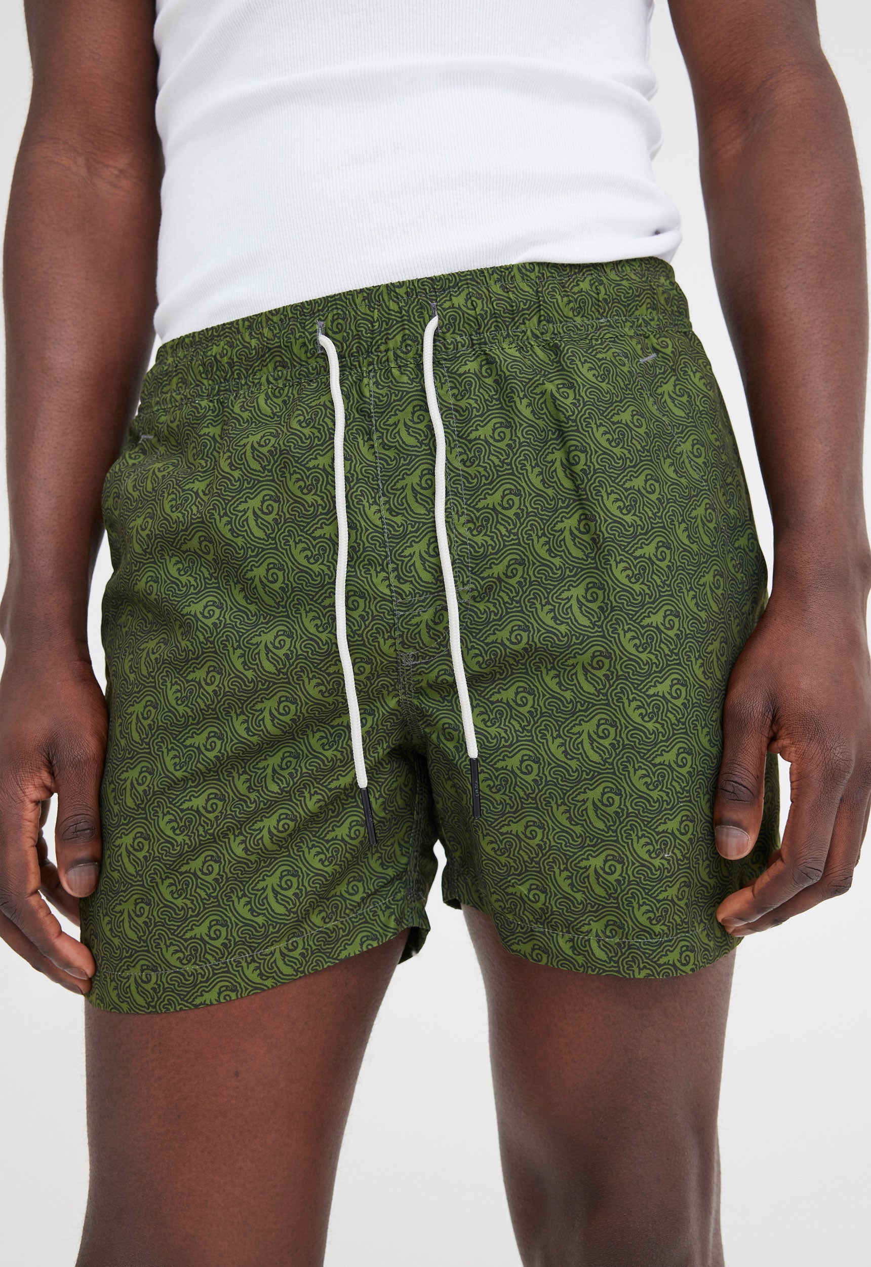 Louis Vuitton Printed Nylon Swim Shorts Green. Size S0