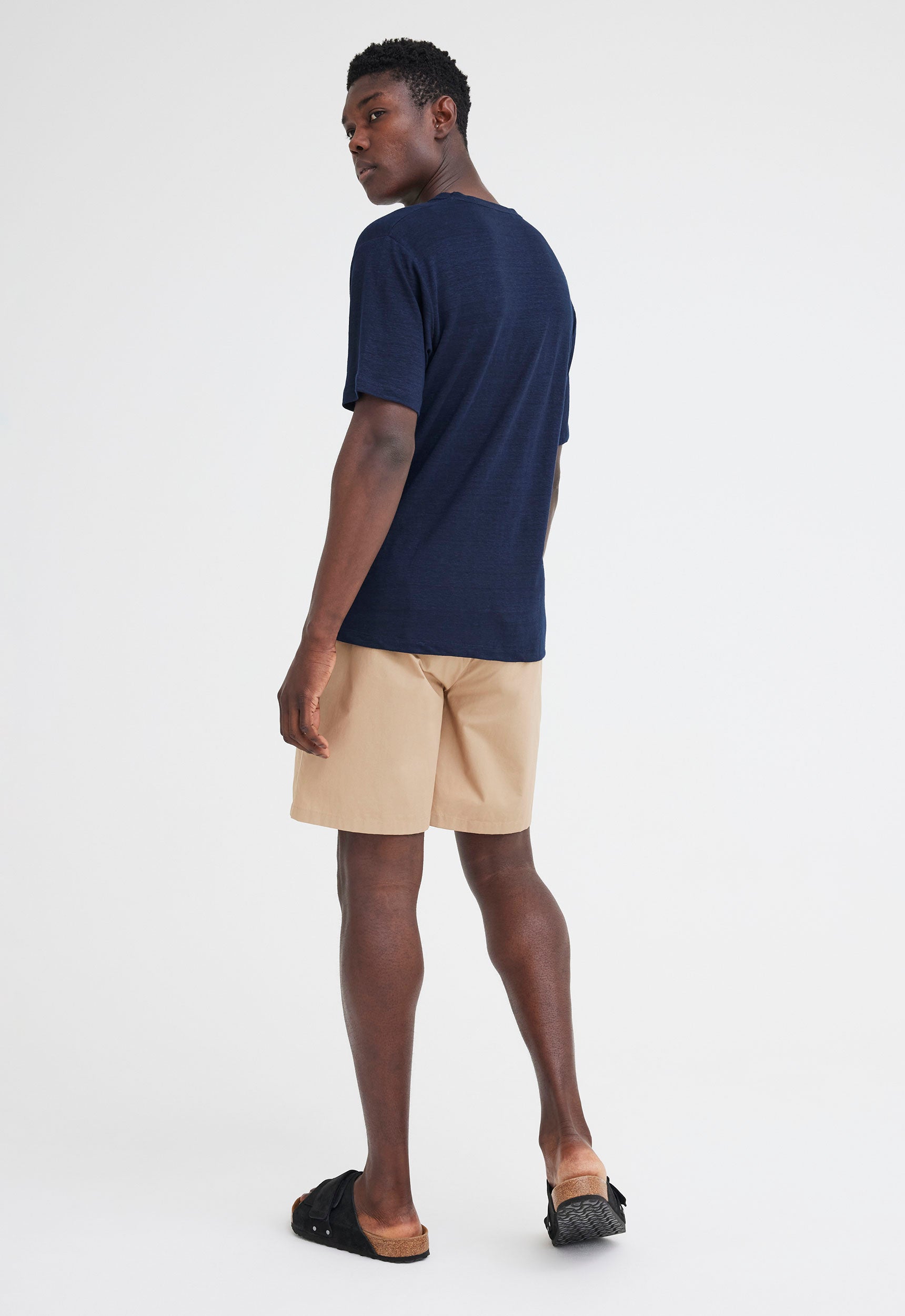 Aurélien  Navy Linen T-Shirt