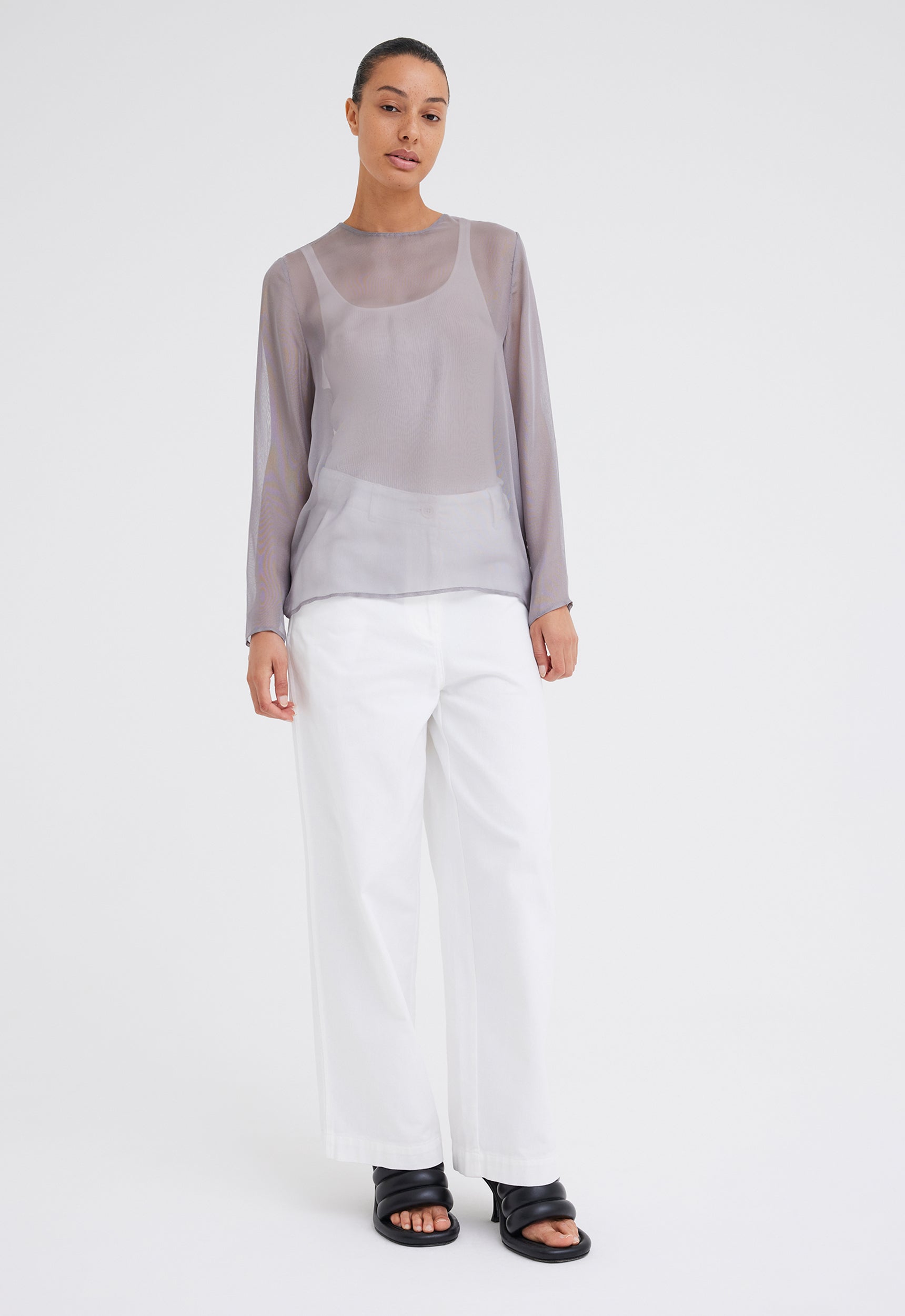 Jac+Jack Shirts + Tops Eidel Silk Mesh Top - Stainless Grey