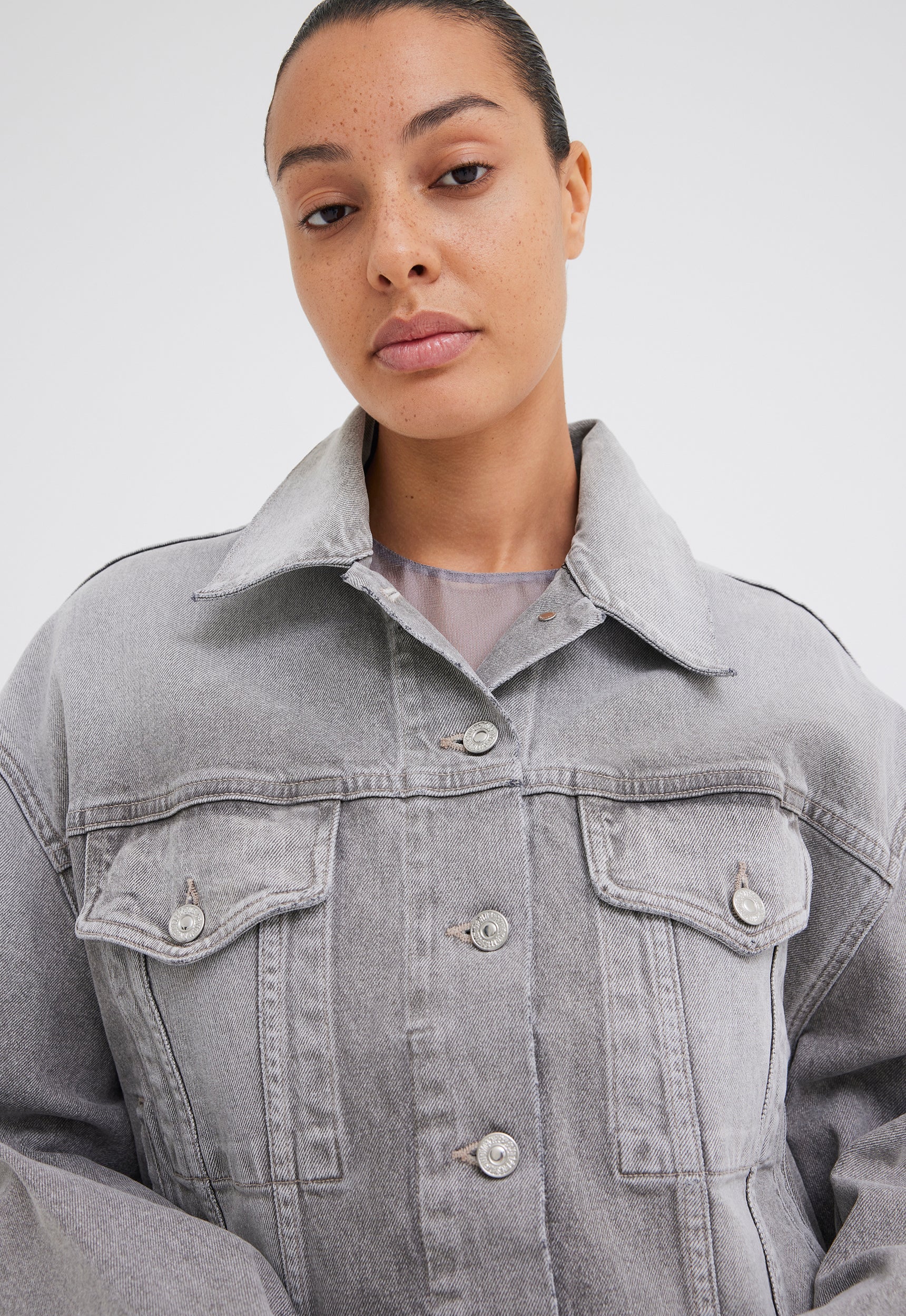 Citizens of Humanity Quira Puff Denim Jacket Quartz Grey Jac Jack AU