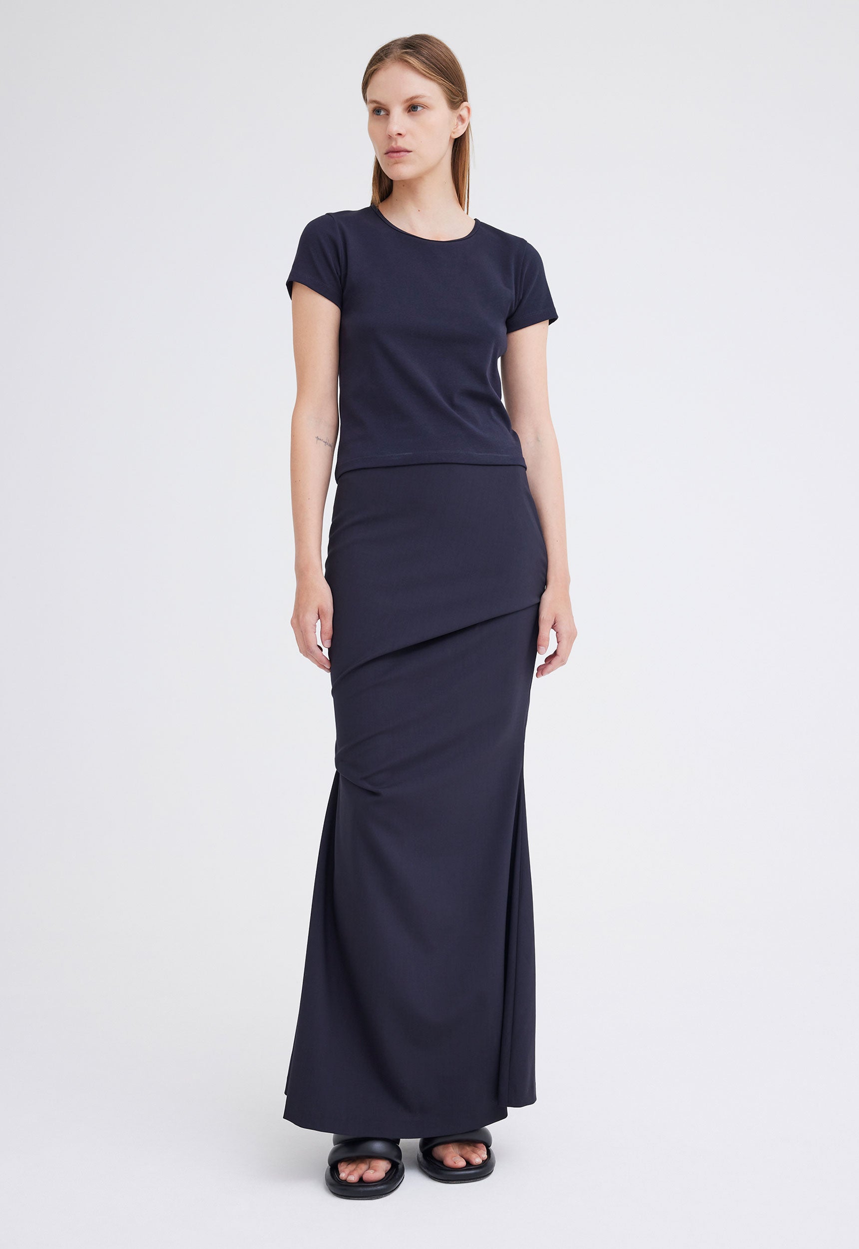 Jac+Jack Tees + Tanks Stand Ribbed Cotton Tee - Darkest Navy