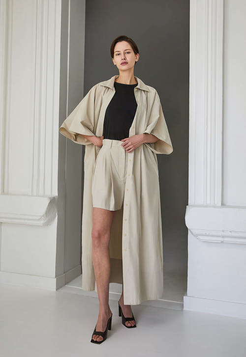 Jac+Jack Dresses Xavier Shirt Maxi Dress - Canvas Beige