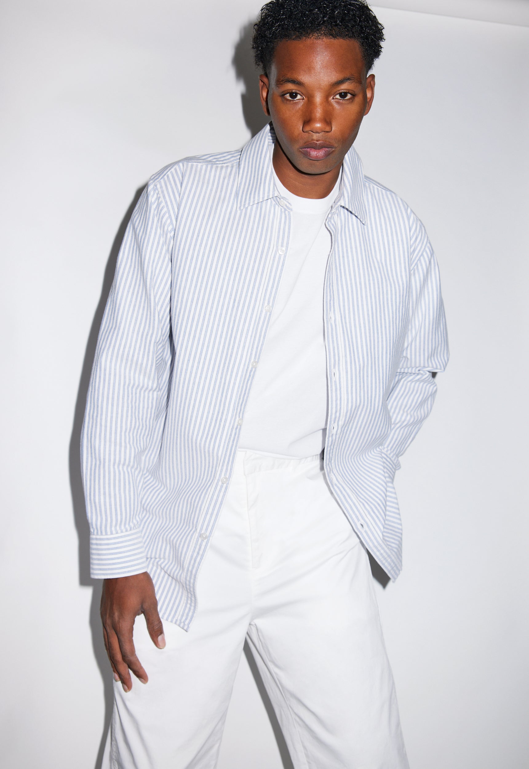 Blue white clearance striped shirt mens